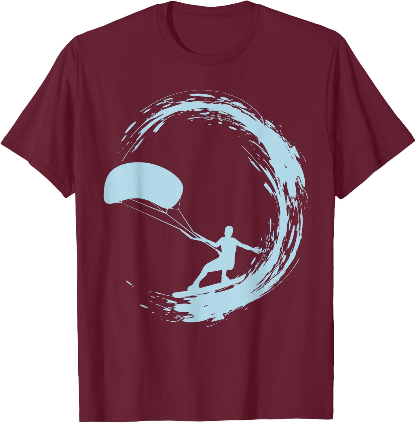 Kite Surfing - Kiter in Wave in the Sea on the Beach Kitesurfer T-Shirt - T-Shirt | Maroon