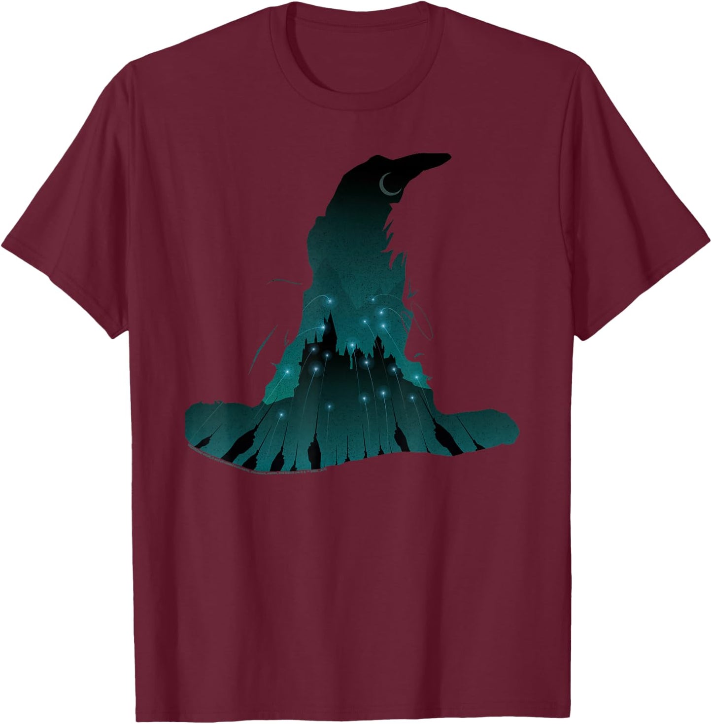 Harry Potter Sorting Hat and Hogwarts Attack T-Shirt - T-Shirt | Maroon