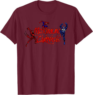 Marvel Venom and Spider-Man Maximum Carnage Retro Small T-Shirt - T-Shirt | Maroon