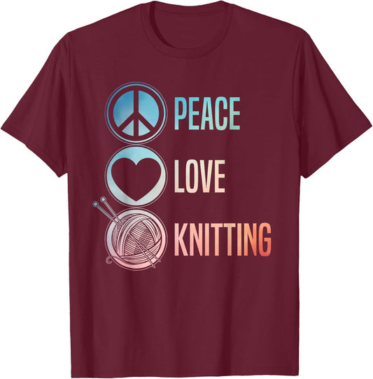 Funny Knitting Art Men Knit Yarn Lover Knitter T-Shirt - T-Shirt | Maroon