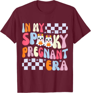 In My Spooky Pregnant Era Maternity Ghost T-Shirt - T-Shirt | Maroon