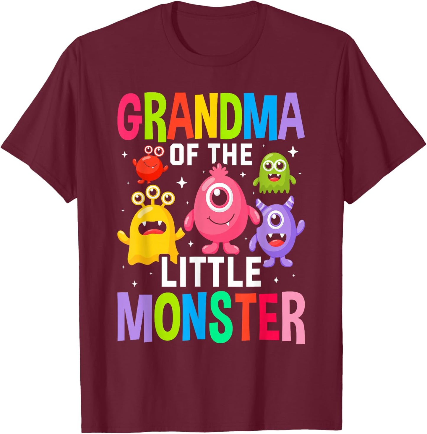 Grandma Of The Little Monster Birthday Party Family Monster T-Shirt - T-Shirt | Maroon
