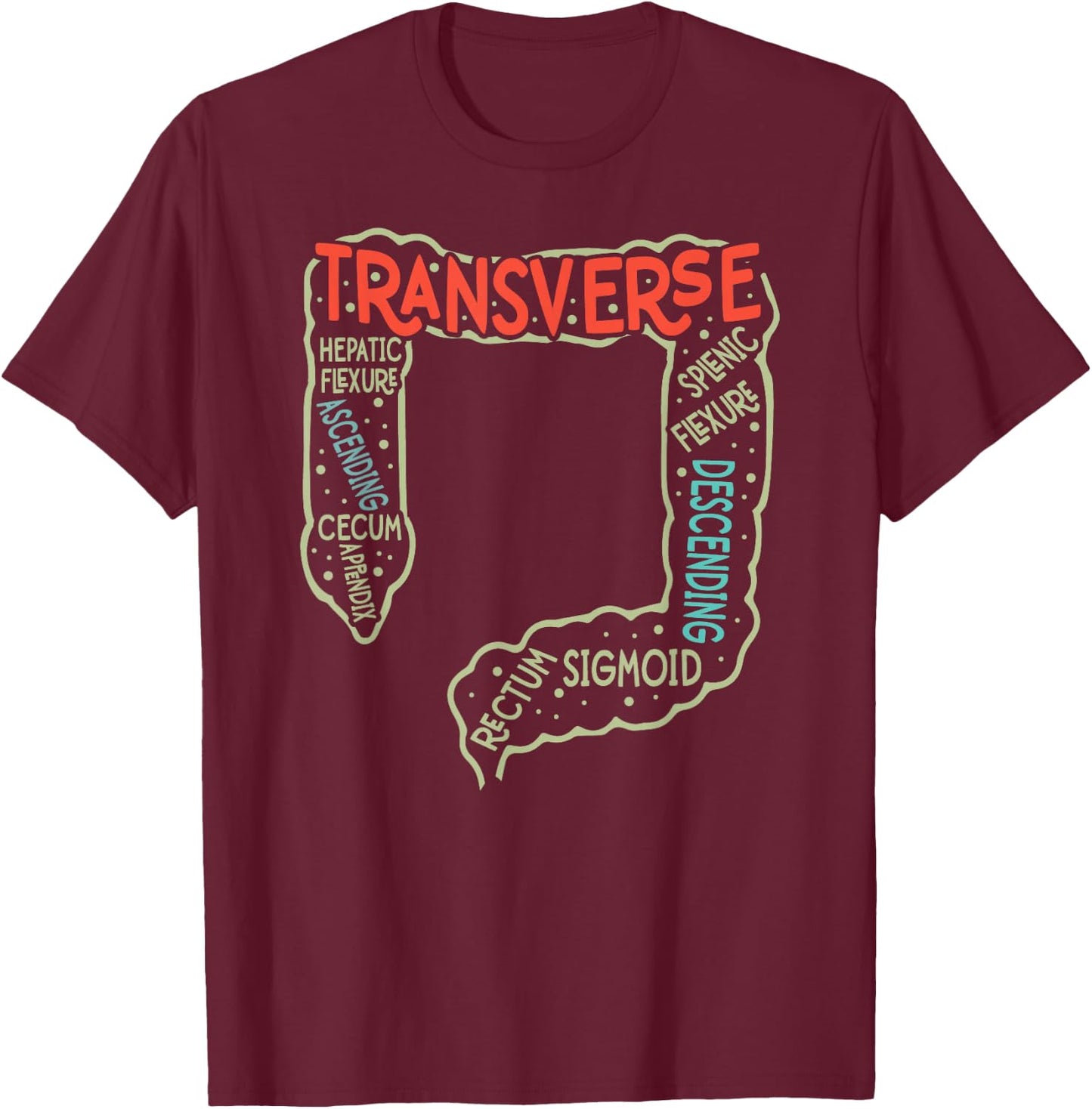 Endoscopy Nurse GI Endo Tech Colonoscopy Colon Anatomy , Small, Black T-Shirt - T-Shirt | Maroon