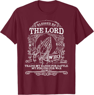 Psalms 144 1 My Rock Catholic Bible Verse Rosary Blessed T-Shirt - T-Shirt | Maroon
