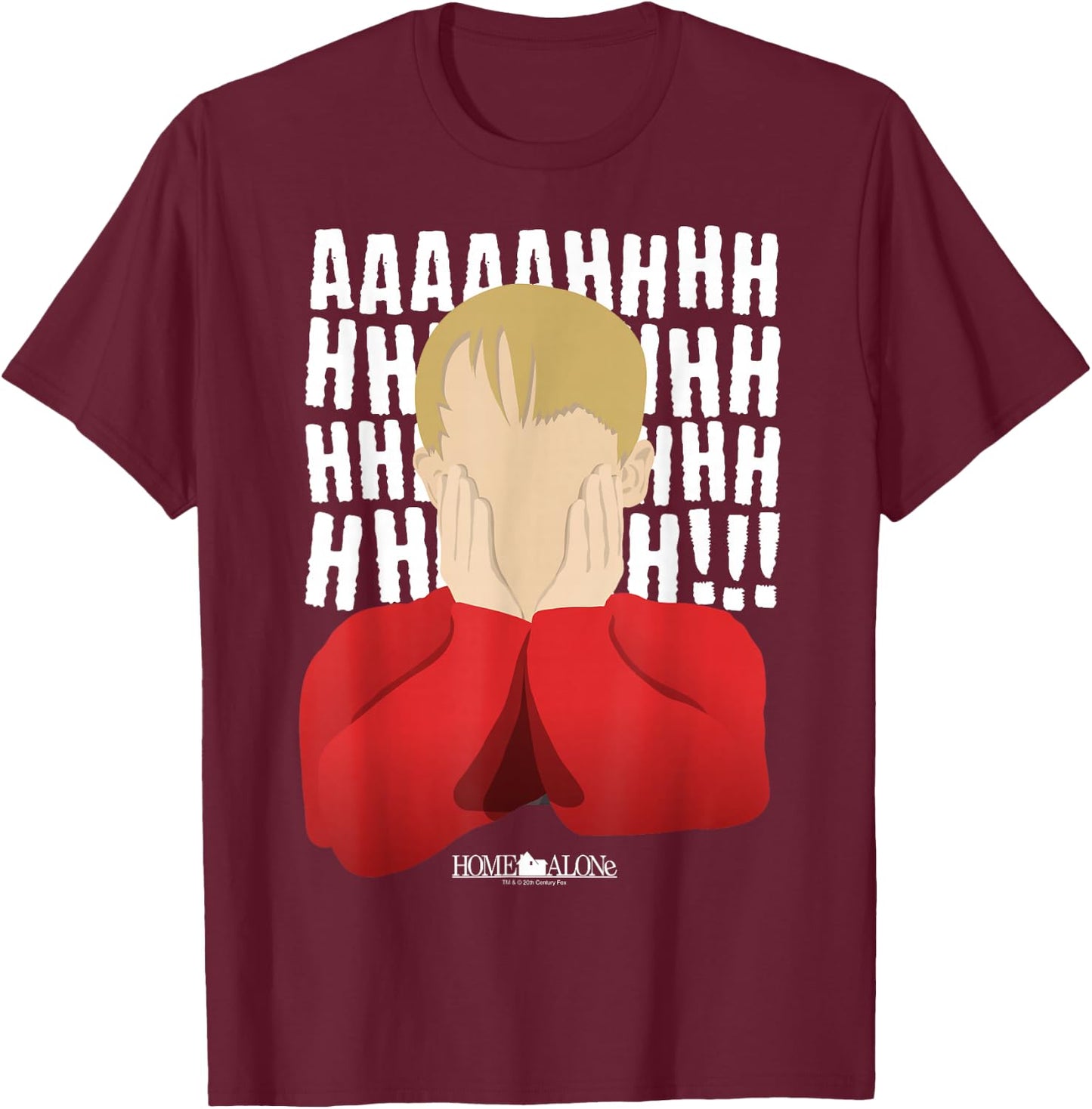 Home Alone Kevin Yell Minimalist Portrait T-Shirt - T-Shirt | Maroon