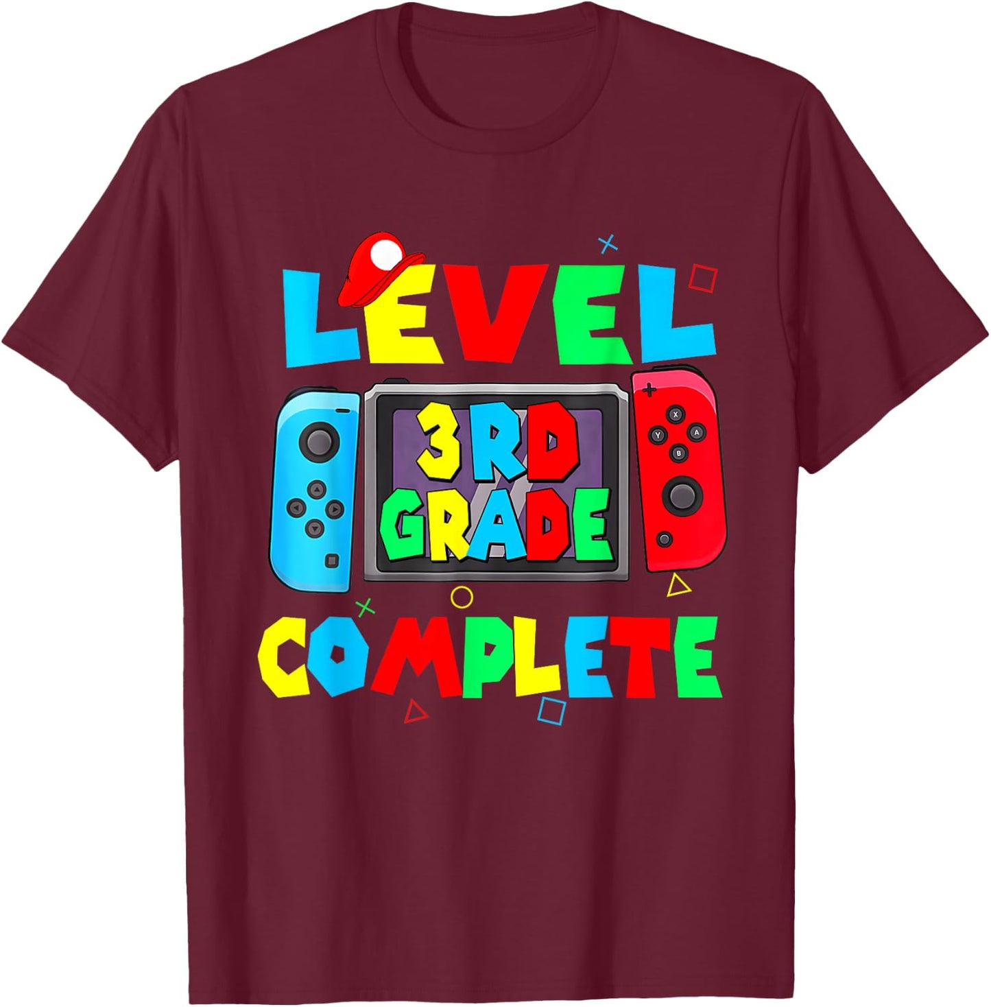 Level 3rd grade complete last day of school video game T-Shirt - T-Shirt | Maroon