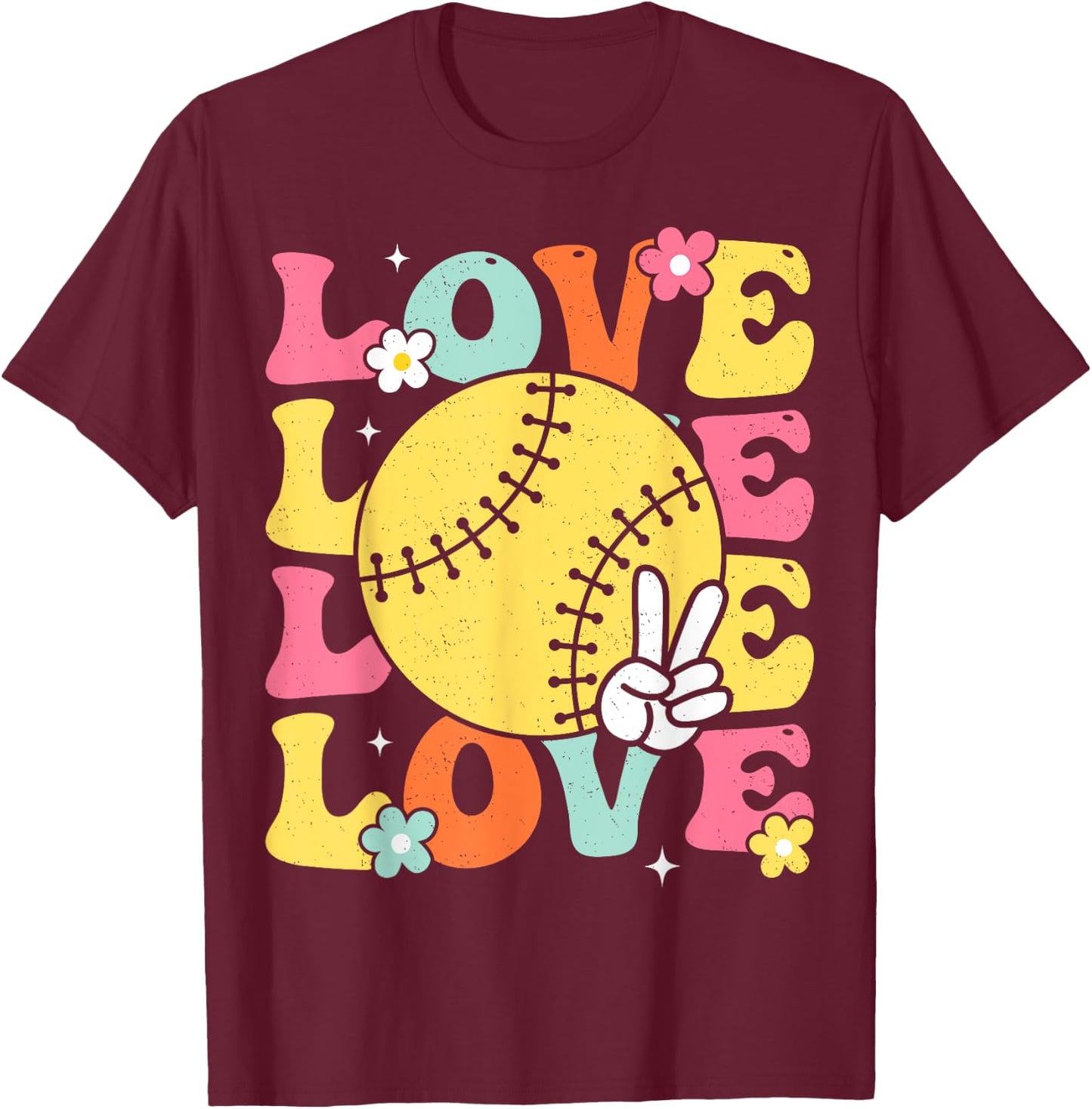 Softball Love Cute Softball Shirts Mom Teens Girls T-Shirt - T-Shirt | Maroon