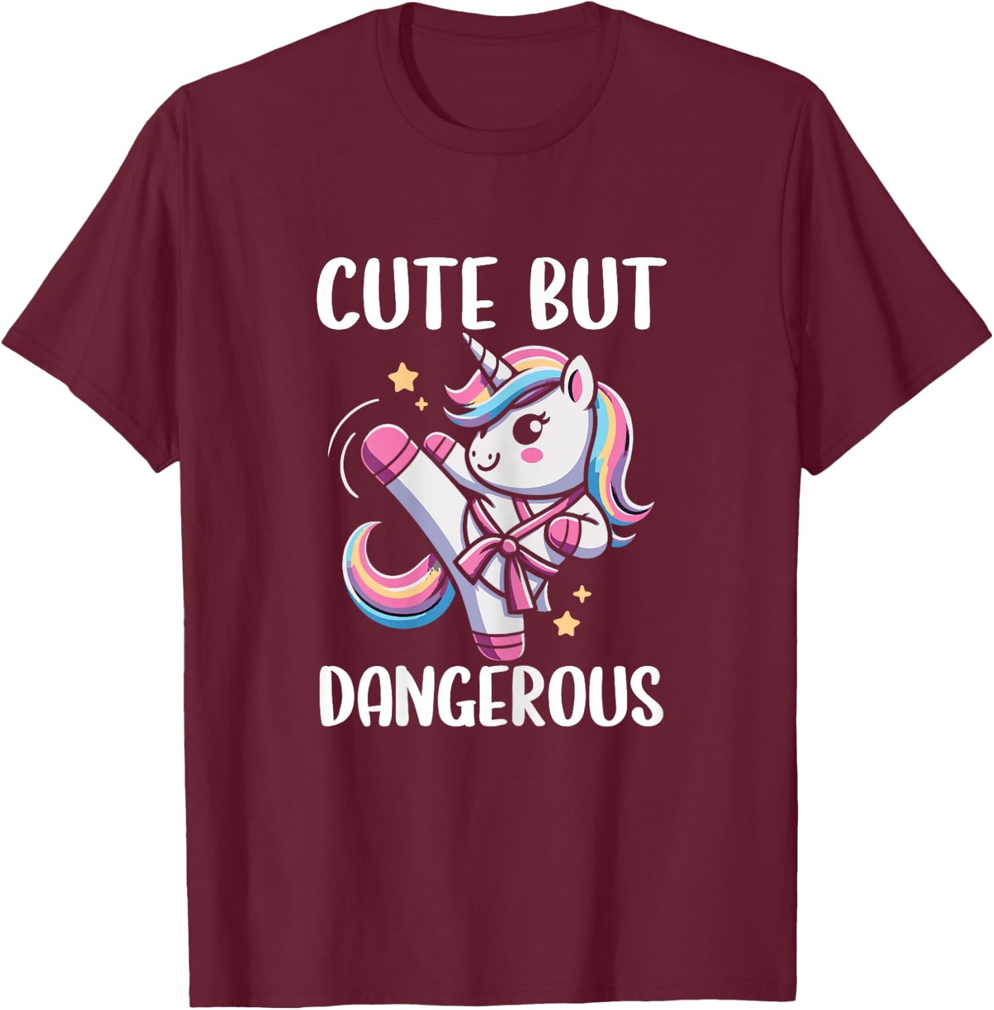 Cute But Dangerous Unicorn Karate Girl Taekwondo T-Shirt - T-Shirt | Maroon