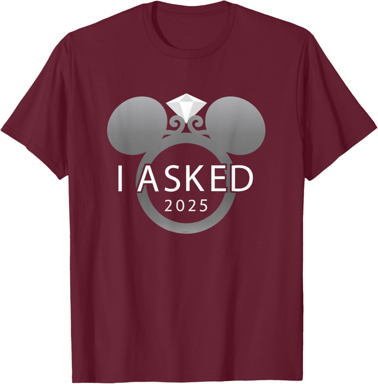Disney I Asked 2025 Engagement Ring Proposal Mickey T-Shirt - T-Shirt | Maroon