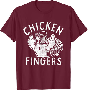Chicken Fingers, Middle Fingers, Funny Chicken T-Shirt - T-Shirt | Maroon