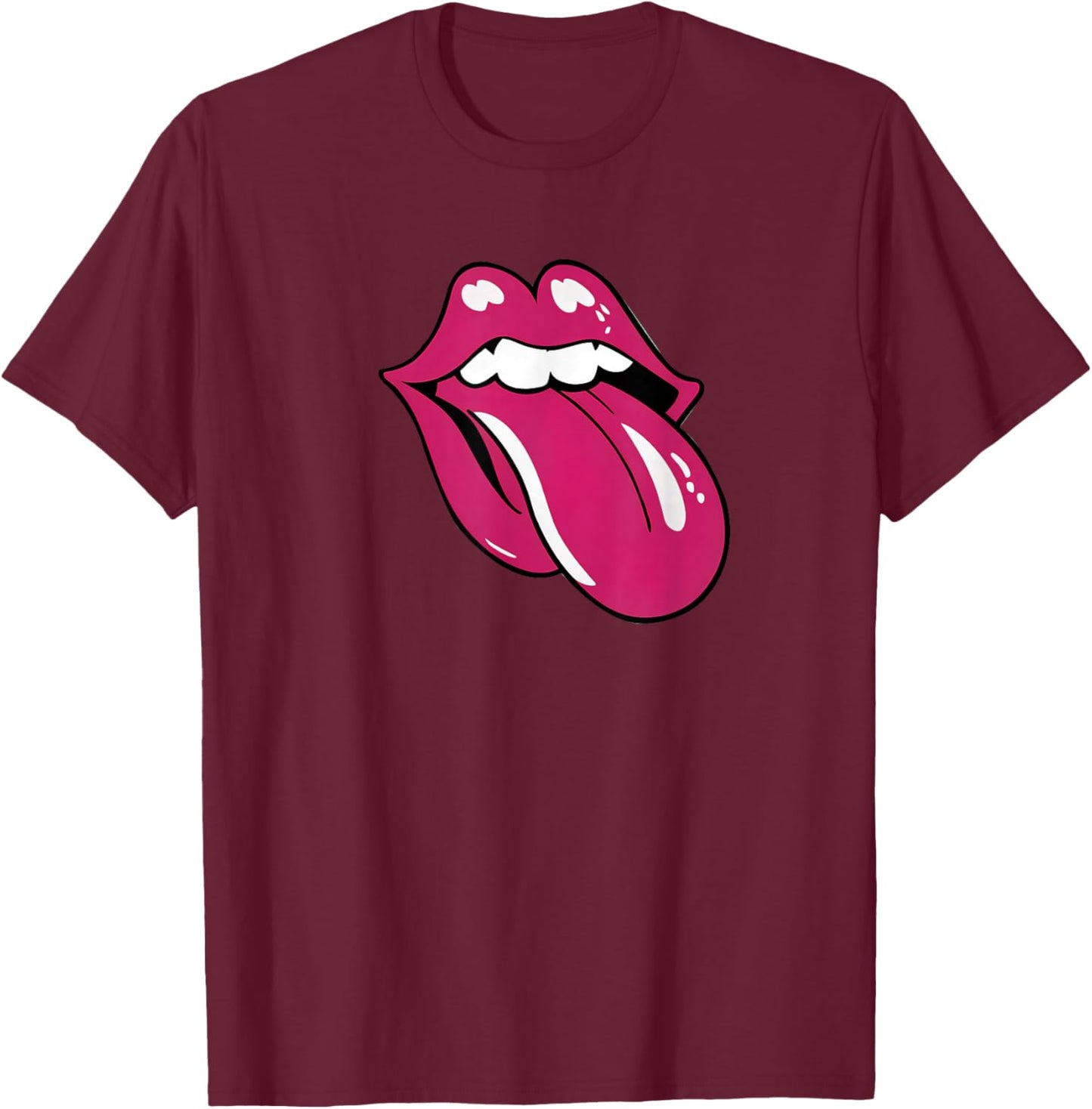Lips with Outstretched Tongue T-Shirt - T-Shirt | Maroon