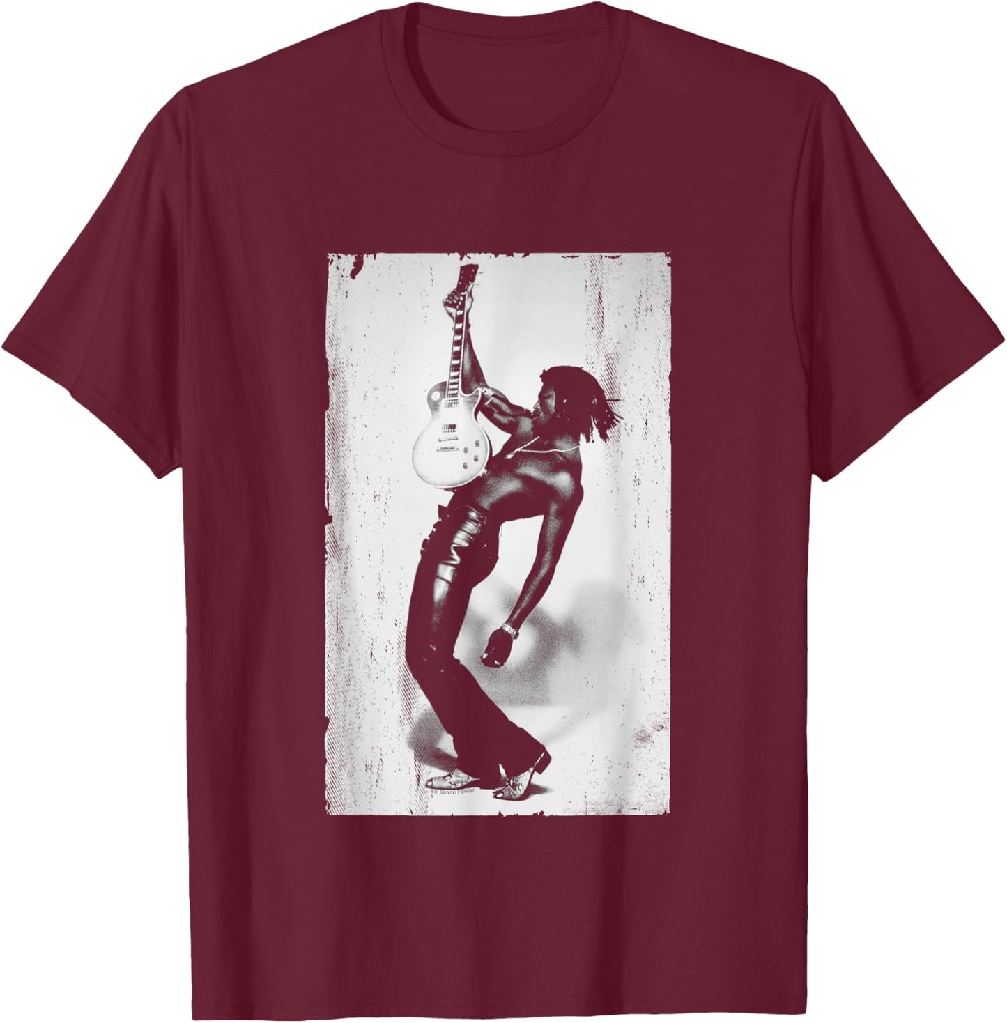 Singer Seal Guitar Studio Shot Distress By Simon Fowler T-Shirt - T-Shirt | Maroon