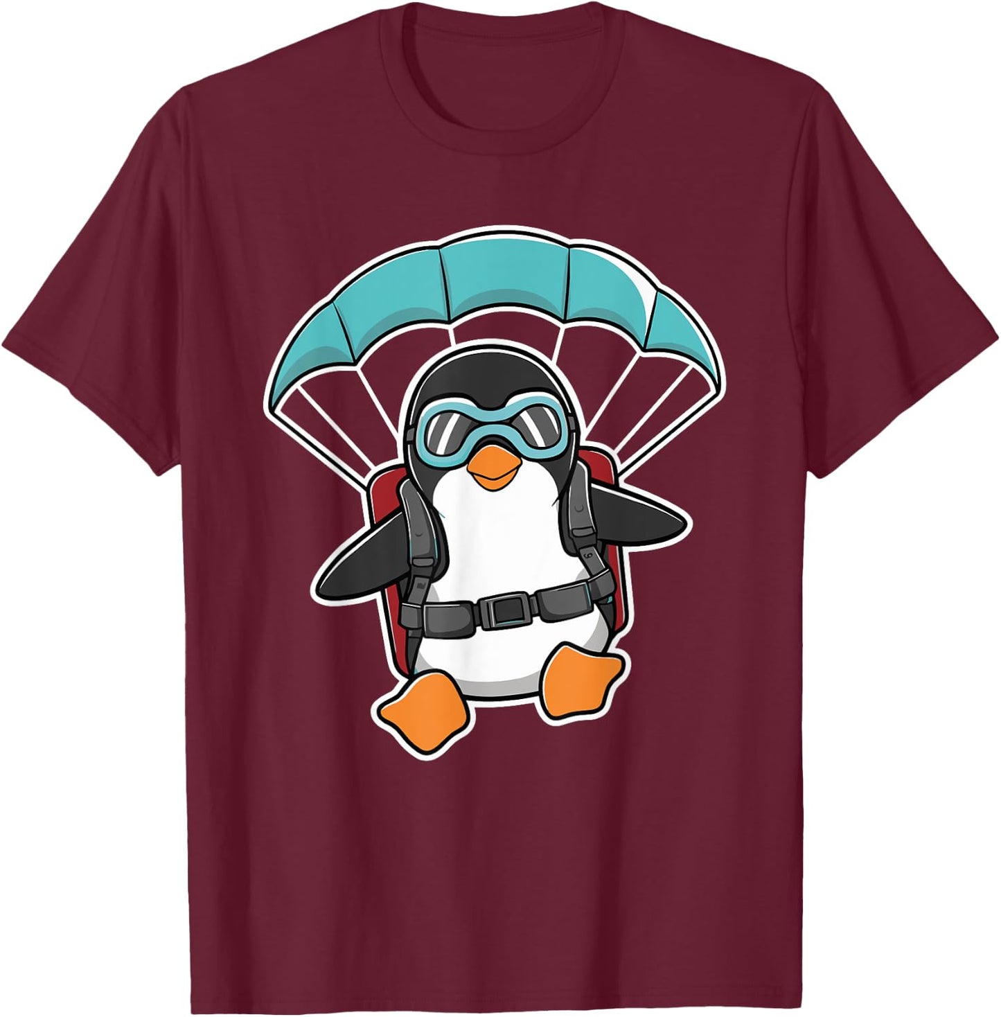 Paragliding Penguin Skydiving Parachute Skydiver T-Shirt - T-Shirt | Maroon