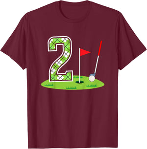Kids 2nd Birthday Party Golf Boy Two Year Old Golf Player T-Shirt - T-Shirt | Maroon