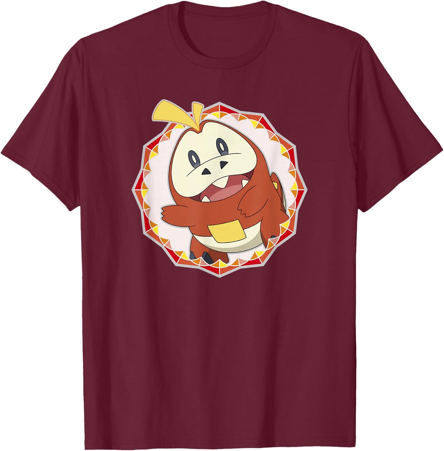 Pokémon Fuecoco Crystal Sparkle Geometric Center Portrait T-Shirt - T-Shirt | Maroon
