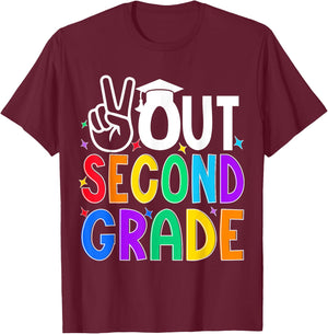 Peace Out Second Grade Last Day of Second Grade Kids T-Shirt - T-Shirt | Maroon