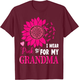 I Wear Pink For My Grandma Breast Cancer Awareness Gifts T-Shirt - T-Shirt | Maroon
