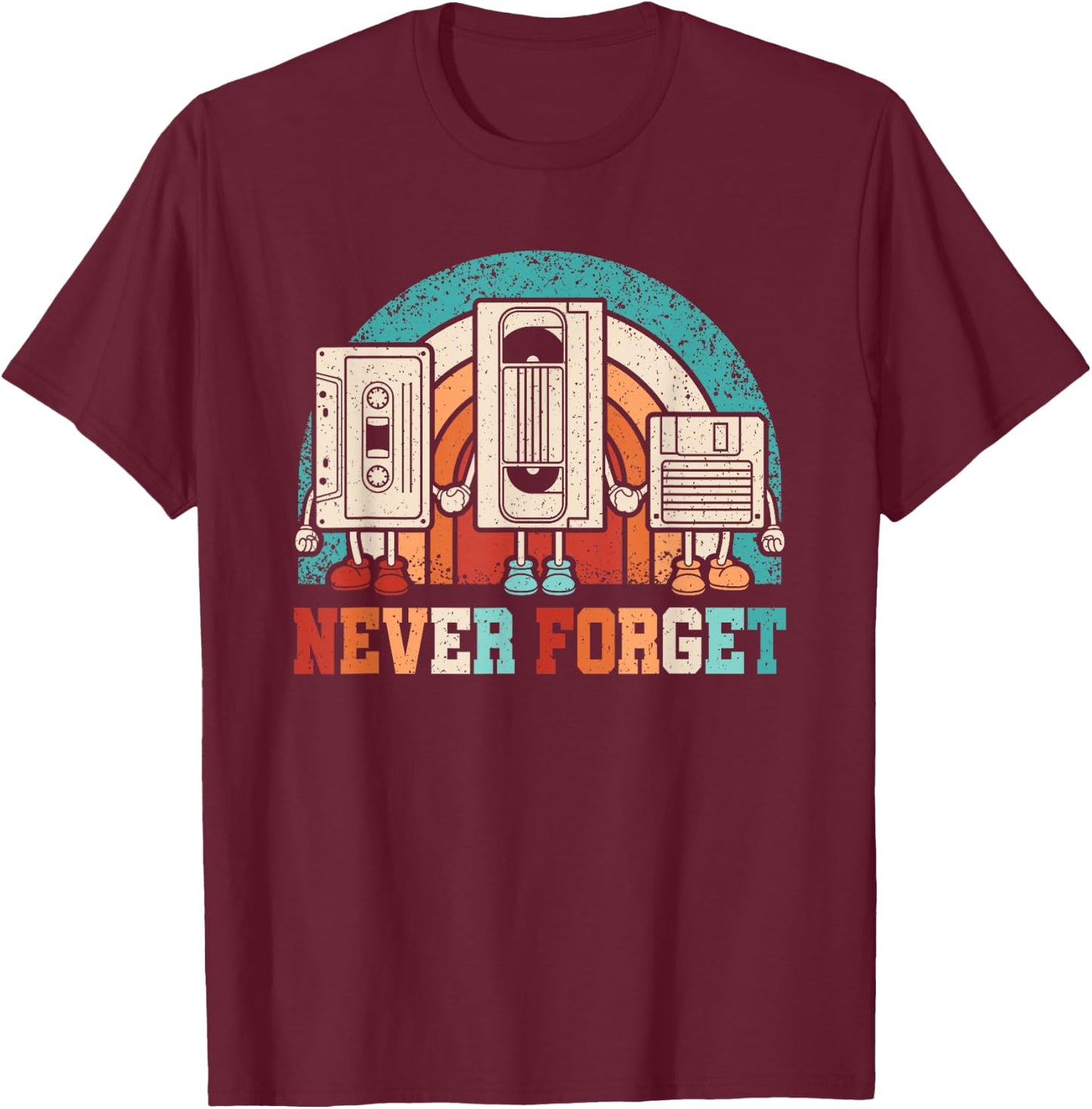 Never Forget Cassette 80s 90s Retro Outfit Men Women Kids T-Shirt - T-Shirt | Maroon