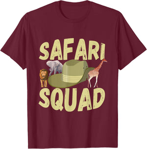 Safari Tour Guide Safari Squad Wildlife Safari Animals Zoo T-Shirt - T-Shirt | Maroon