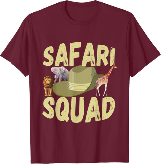 Safari Tour Guide Safari Squad Wildlife Safari Animals Zoo T-Shirt - T-Shirt | Maroon