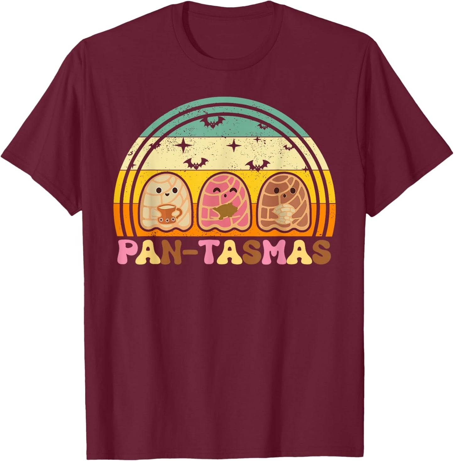 Pantasmas Ghost Vintage Halloween Mexican Spooky Conchas T-Shirt - T-Shirt | Maroon