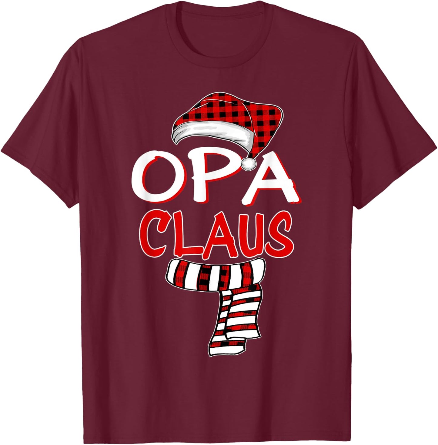 GrandPa Christmas Santa Claus Red plaid Shirt, Opa Claus T-Shirt - T-Shirt | Maroon