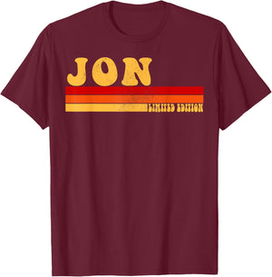 JON Name Personalized Idea Men Retro Vintage JON T-Shirt - T-Shirt | Maroon