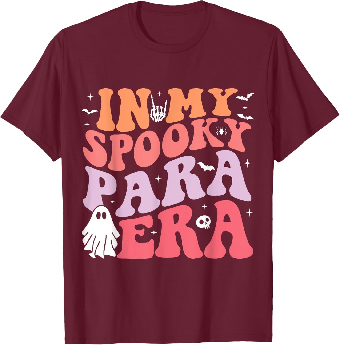 In My Spooky Para Era Retro Groovy Funny Halloween Parapro T-Shirt - T-Shirt | Maroon