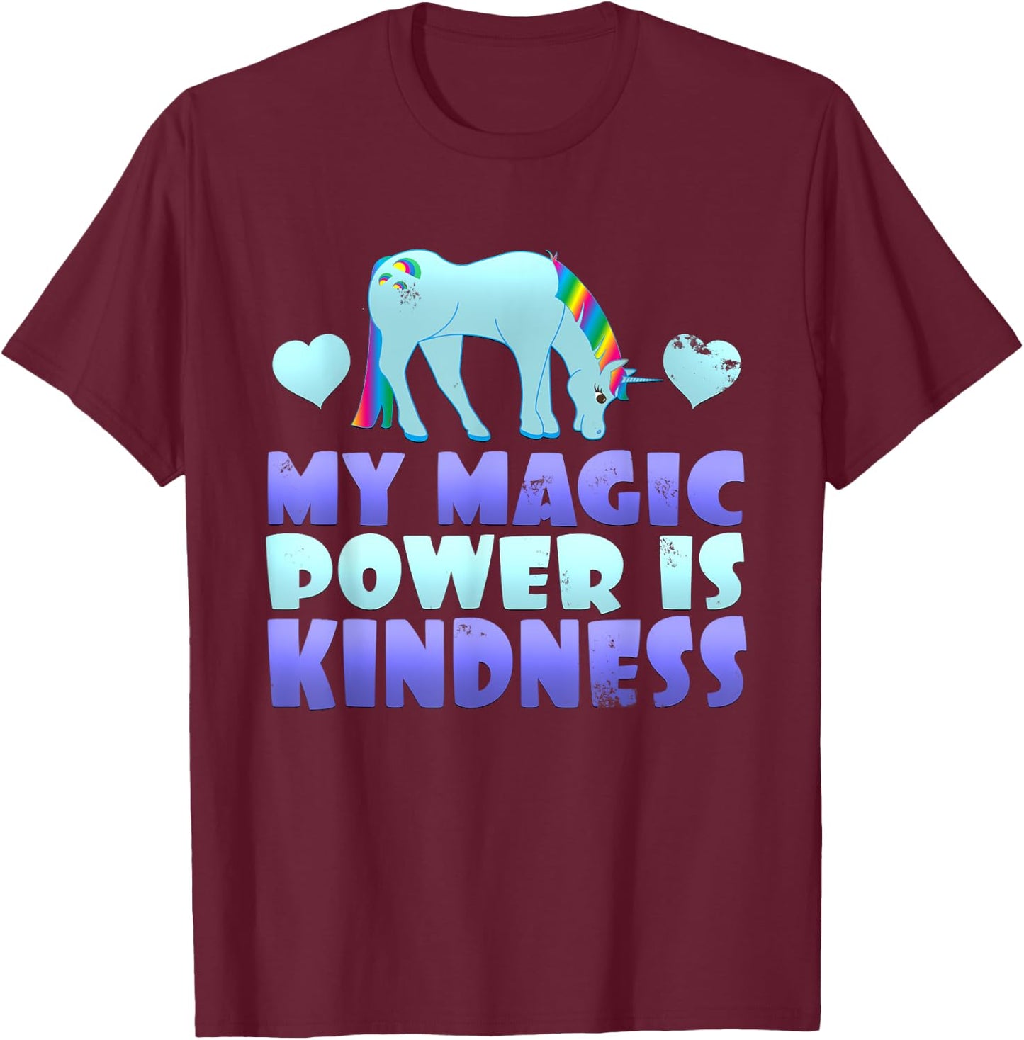 Cute Magic Power Is Kindness Unicorn Stop Bullying T-Shirt - T-Shirt | Maroon