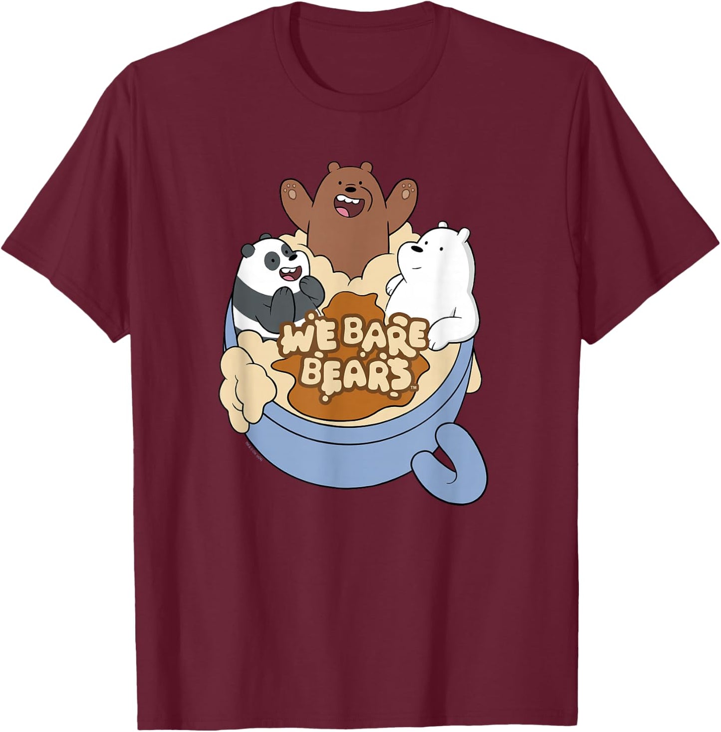 We Bare Bears Full Of Bears Cup Cute Cartoon T-Shirt - T-Shirt | Maroon