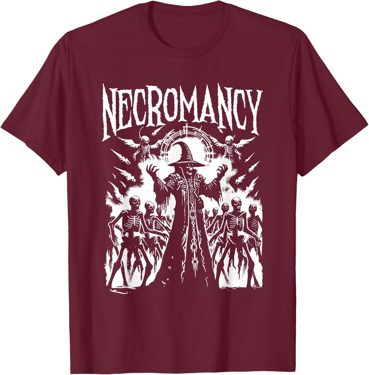 Necromancer - Vintage Creepy Monster Halloween Lover T-Shirt - T-Shirt | Maroon