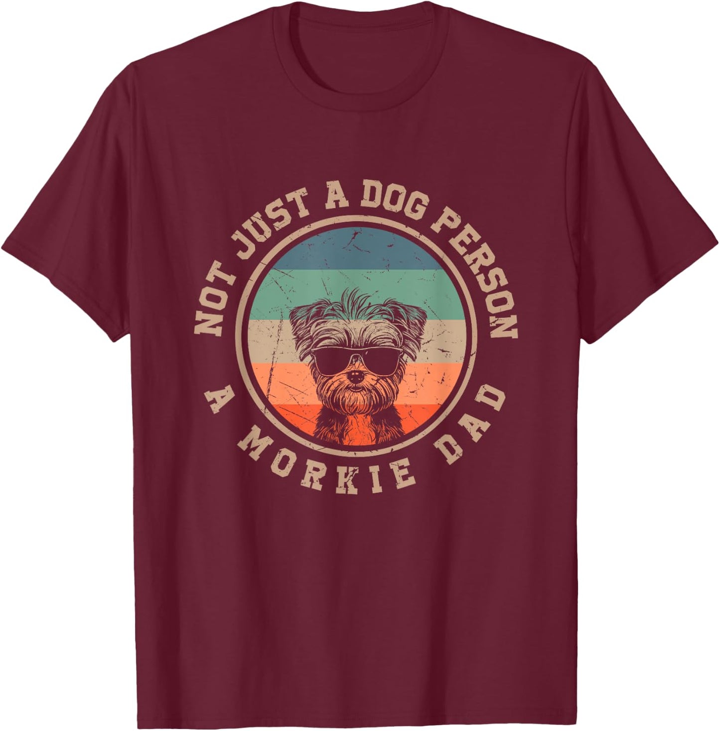 Vintage Morkie Dad Gifts Funny Bernard Dog Dad Fathers Day Men Women Kids T-Shirt - T-Shirt | Maroon