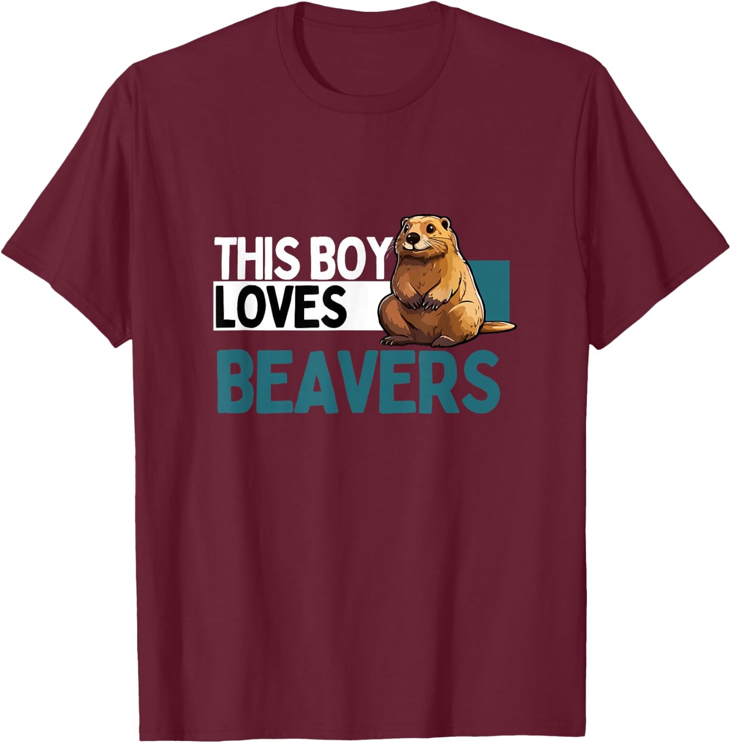 Funny Beaver Shirt Boys Animal Beaver Lover T-Shirt - T-Shirt | Maroon