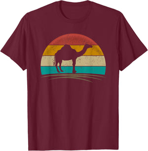 Vintage Dromedary Retro Distressed Arabian Camel Men Women T-Shirt - T-Shirt | Maroon
