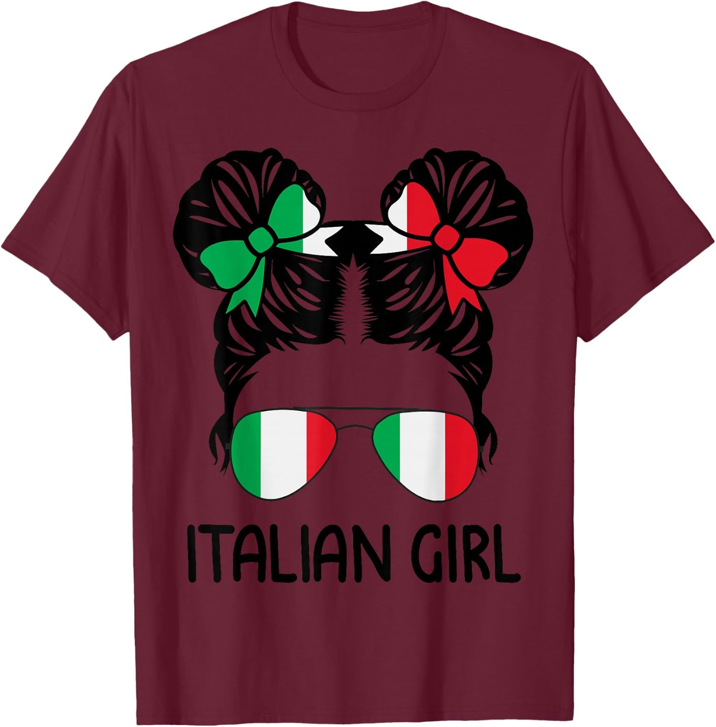 Italian Girl Messy Hair Italy Pride Patriotic Kids T-Shirt - T-Shirt | Maroon