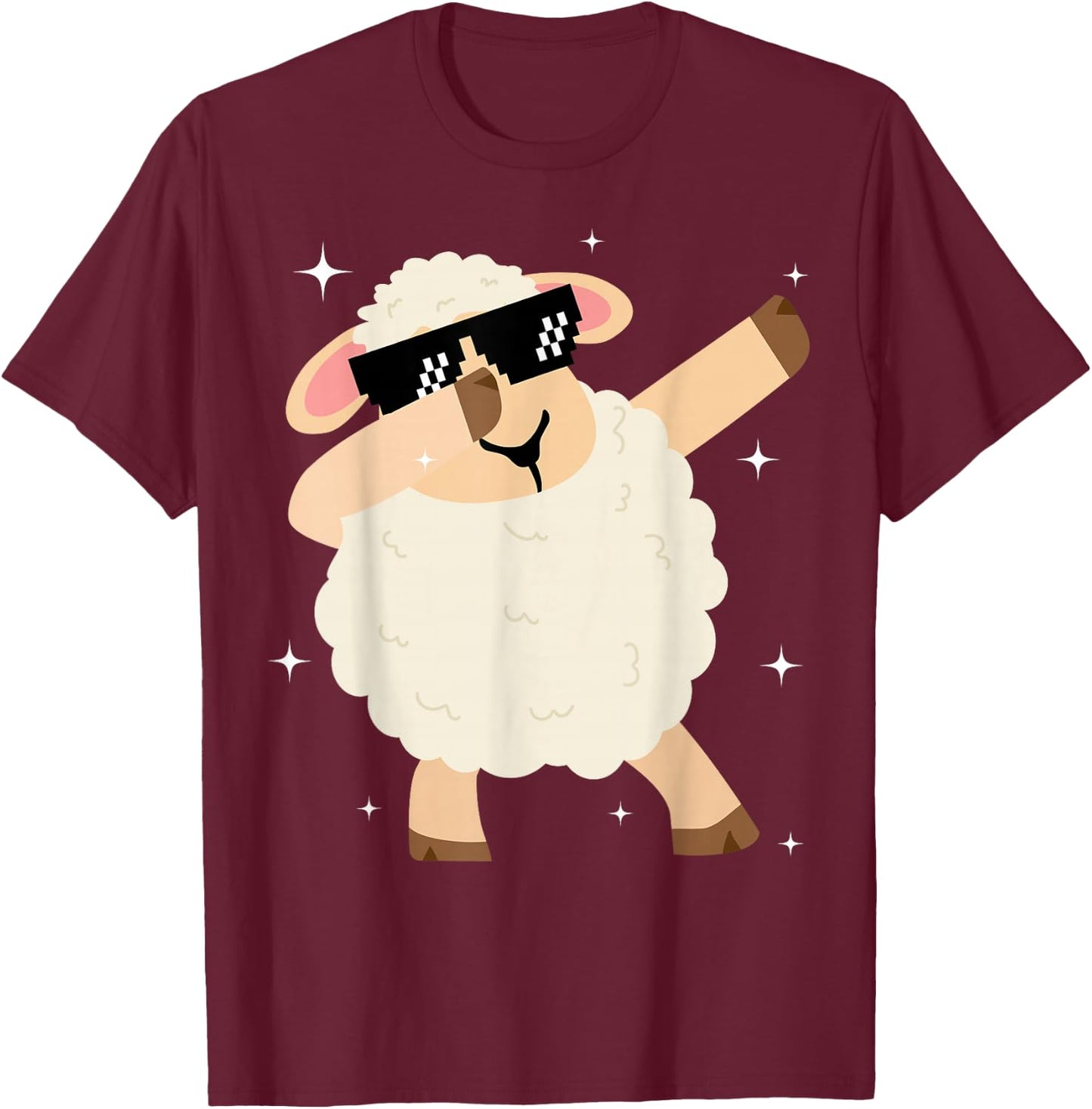 Men Women Kids Funny Sheep Dabbing Animals Wildlife Parties T-Shirt - T-Shirt | Maroon