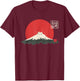 Vintage Japanese Cat Kawaii Anime Mountain Fuji T-Shirt - T-Shirt | Maroon