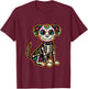 Dia de Los Muertos Skeleton Sugar Skull Dog Day of The Dead T-Shirt - T-Shirt | Maroon