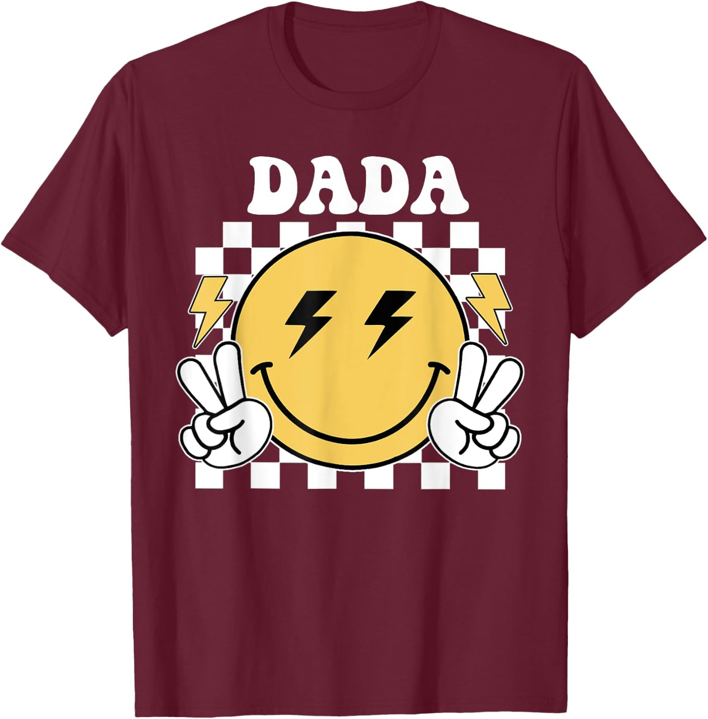 Dada One Happy Dude Birthday Theme Family Matching , Small, Black T-Shirt - T-Shirt | Maroon