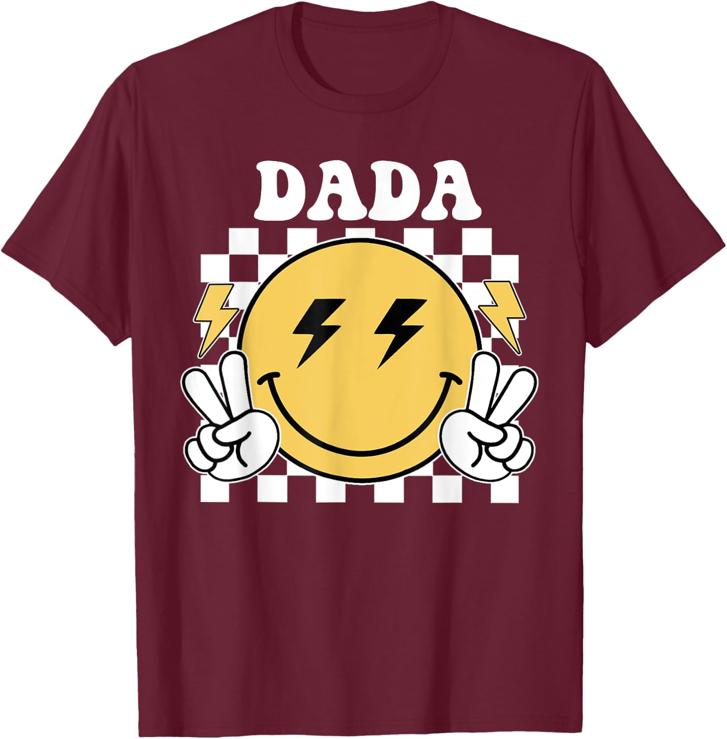 Dada One Happy Dude Birthday Theme Family Matching , Small, Black T-Shirt - T-Shirt | Maroon