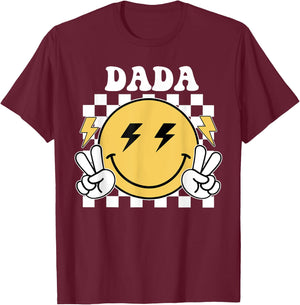 Dada One Happy Dude Birthday Theme Family Matching , Small, Black T-Shirt - T-Shirt | Maroon