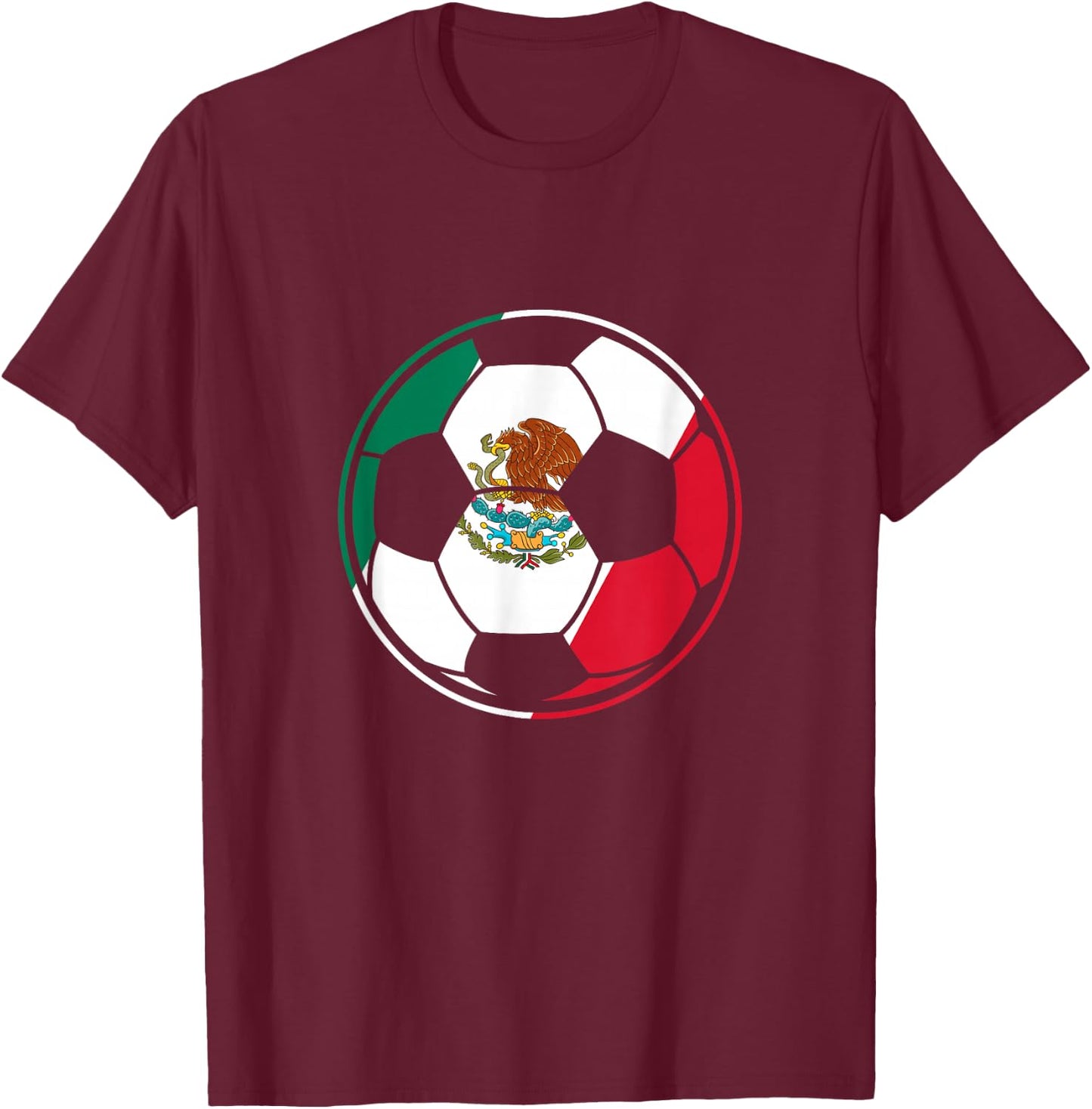 Football Mexico Flag T-Shirt - T-Shirt | Maroon