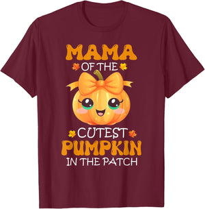 Mama Of The Cutest Pumpkin In The Patch Halloween T-Shirt - T-Shirt | Maroon