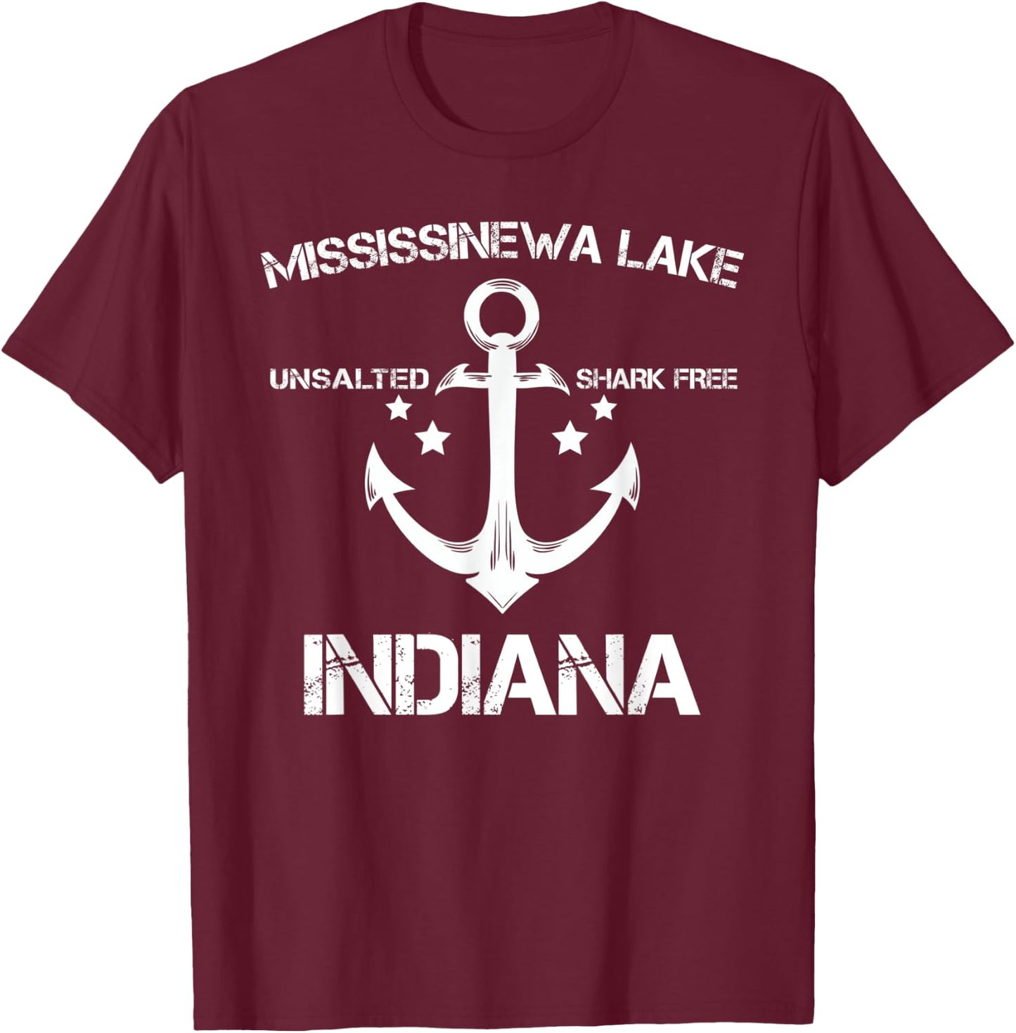 MISSISSINEWA LAKE INDIANA Funny Fishing Camping Summer Gift Women Kids T-Shirt - T-Shirt | Maroon