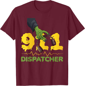 911 Dispatcher Thin Gold Yellow Line Halloween Costume 911 T-Shirt - T-Shirt | Maroon
