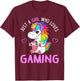 Just A Girl Who Loves Gaming Cute Gamer Unicorn Gift Women T-Shirt - T-Shirt | Maroon
