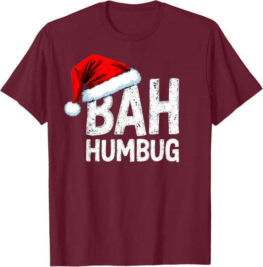 Vintage Bah Humbug Christmas Santa Funny Xmas Party T-Shirt - T-Shirt | Maroon