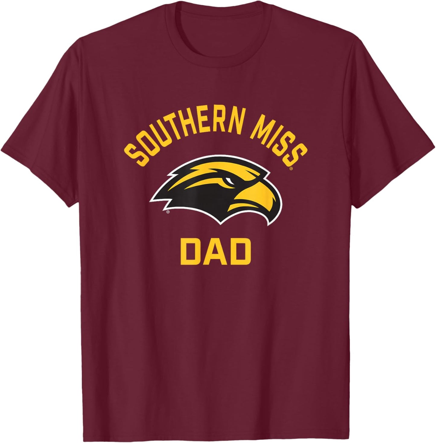 University of Southern Mississippi Golden Eagles Arched Dad T-Shirt - T-Shirt | Maroon