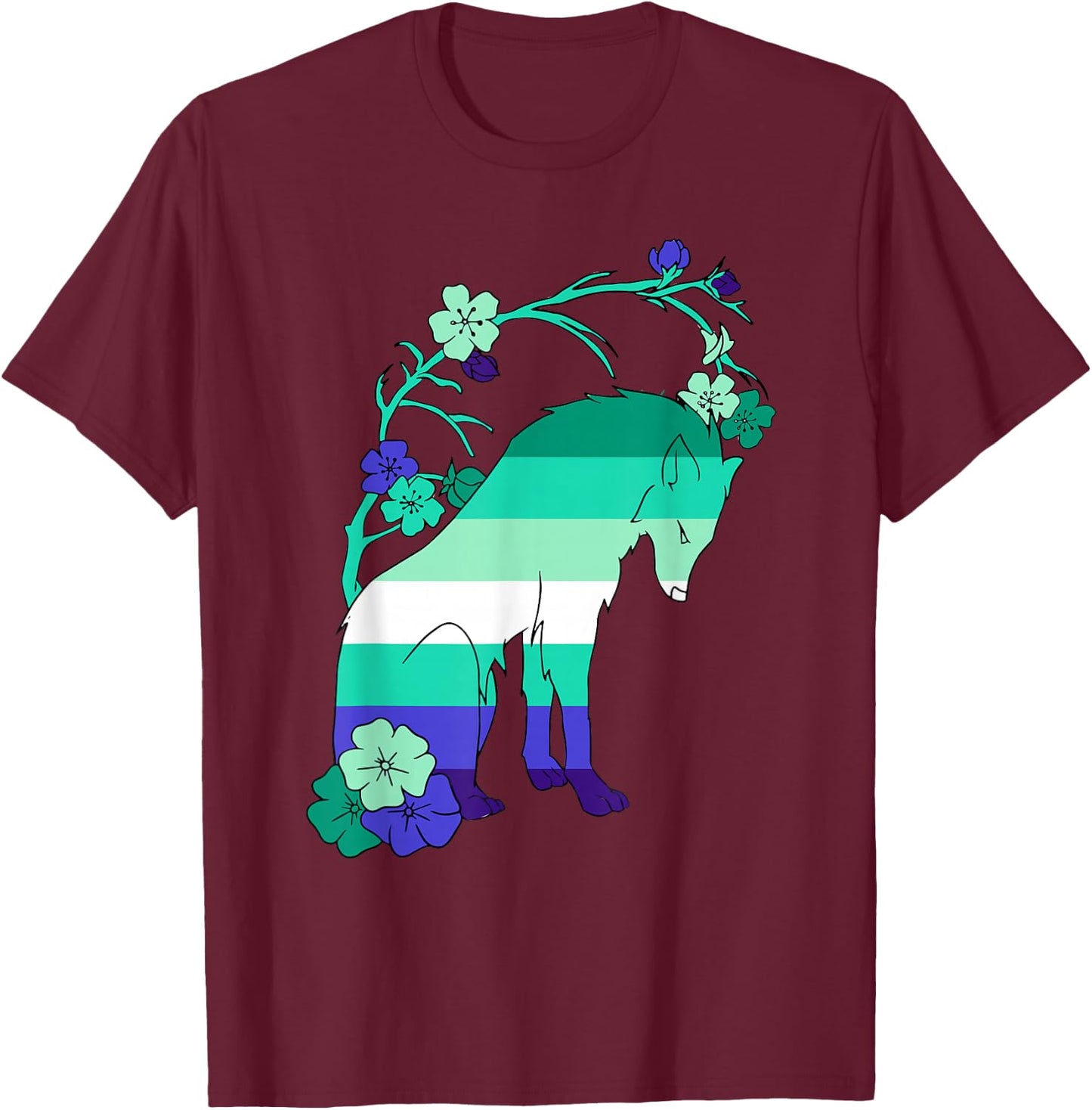 Man Loving Gay Male Flag LGBT MLM Flag Fox Flower Gay Male Flag MLM Pride T-Shirt - T-Shirt | Maroon