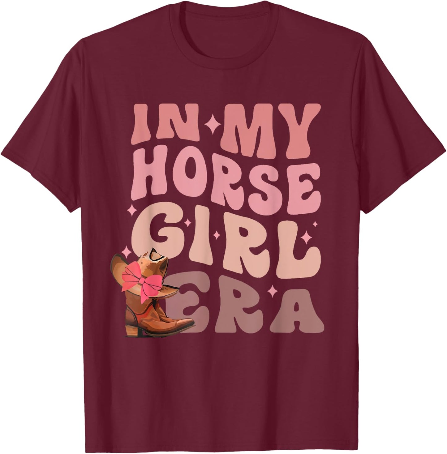 In My Horse Girl Era Cowgirl Western Rodeo Groovy T-Shirt - T-Shirt | Maroon